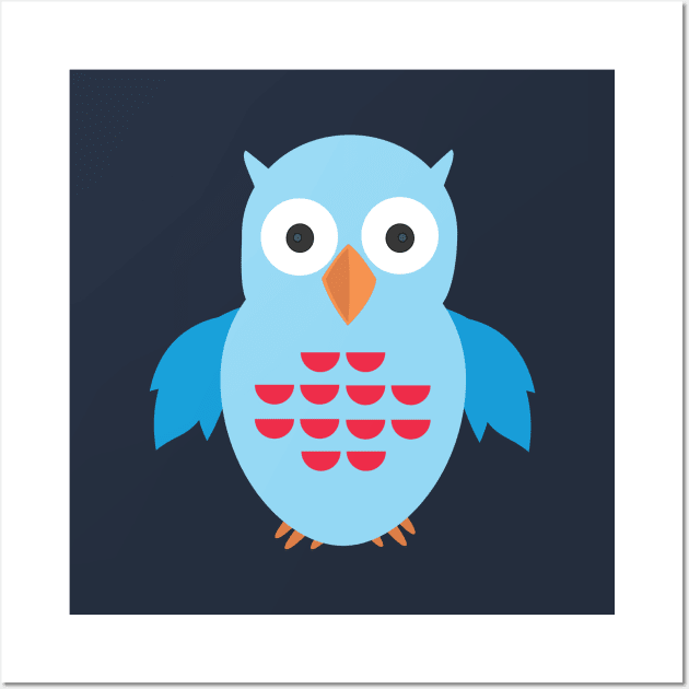 Blue & Red Owl Wall Art by adamzworld